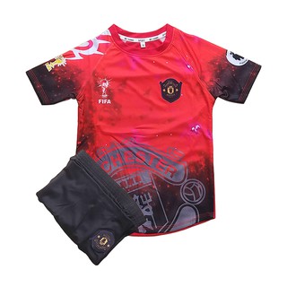 Bộ quần áo bóng đá trẻ em Manchester đỏ đen( size 1,3,5,7,9,11,13,15)