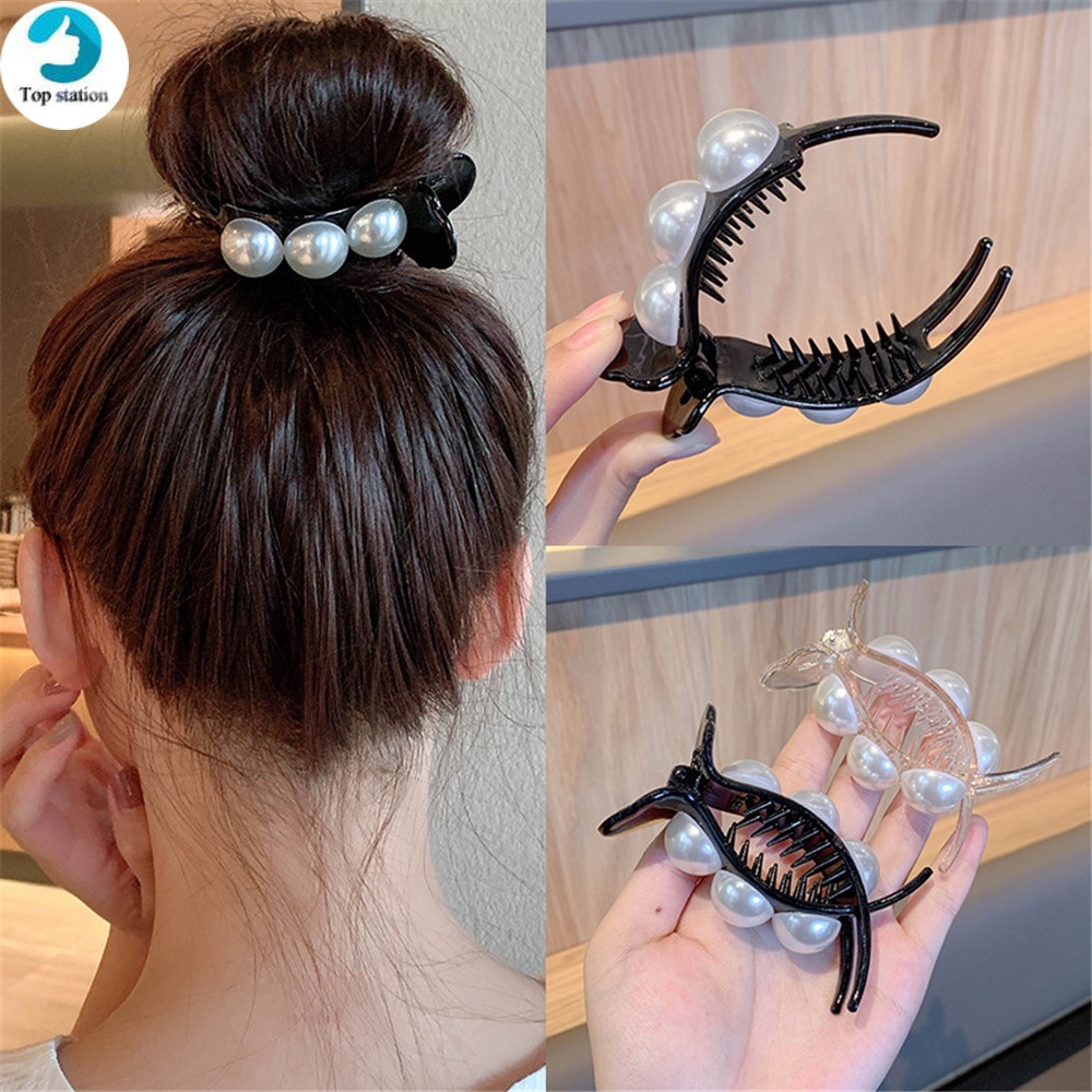 Kẹp tóc đính ngọc trai dễ thương phong cách Hàn Quốc cho nữ