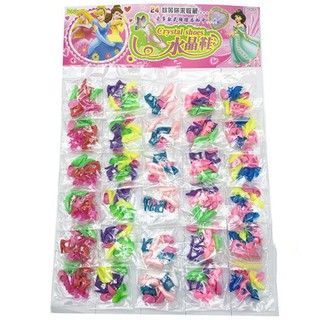 Vỉ đồ chơi giày, dép, guốc cao gót cho búp bê 30 bịch bằng nhựa