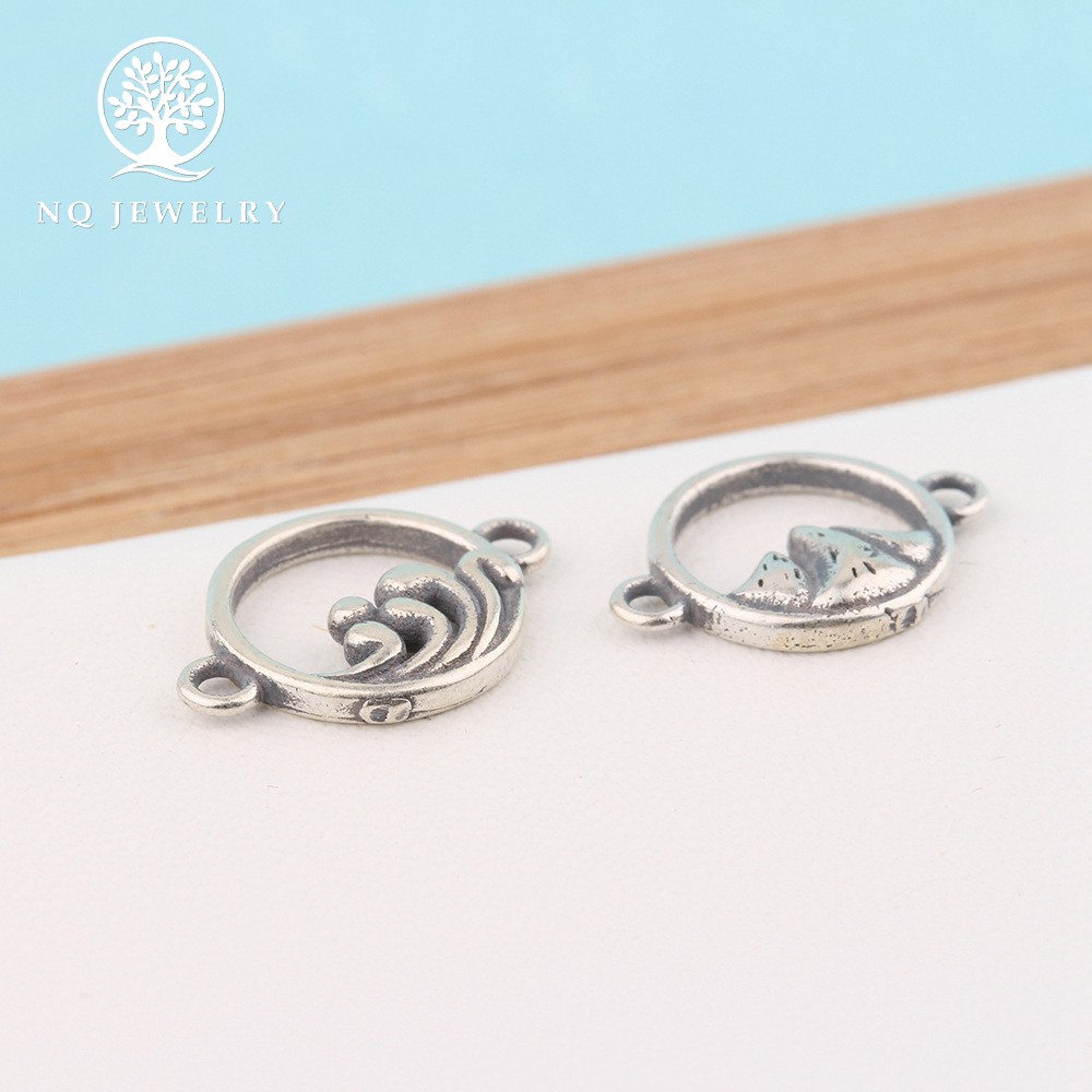 Charm bạc khóa liên kết họa tiết núi và biển - NQ Jewelry