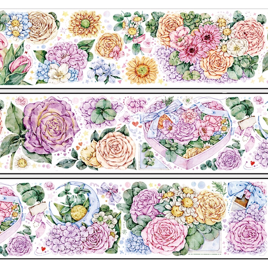 Đoạn chiết hình dán washi các loại hoa hồng