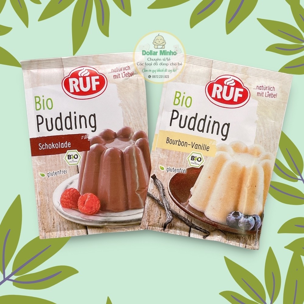 Bột Làm Pudding Hữu Cơ RUF 40g vị Socola và vị Vani cho bé ăn dặm tuyệt ngon