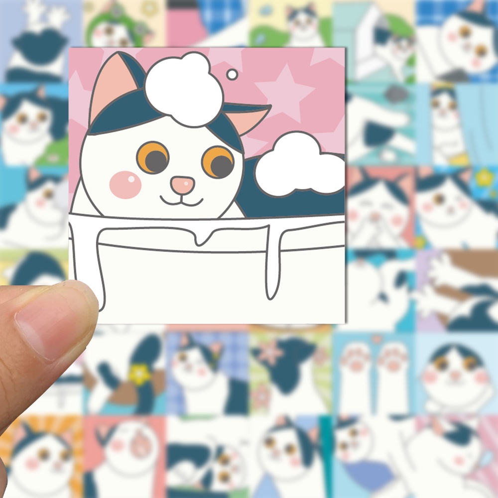 Bộ 50 Miếng Dán Trang Trí laptop / Điện Thoại Hình Mèo Hoạt Hình Chống Thấm Nước