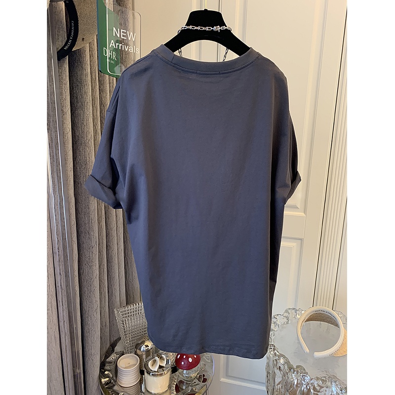 NRVP Áo Thun 100% cotton Tay Ngắn Cổ Tròn Dáng Rộng Phong Cách Hàn Quốc Cho Nữ