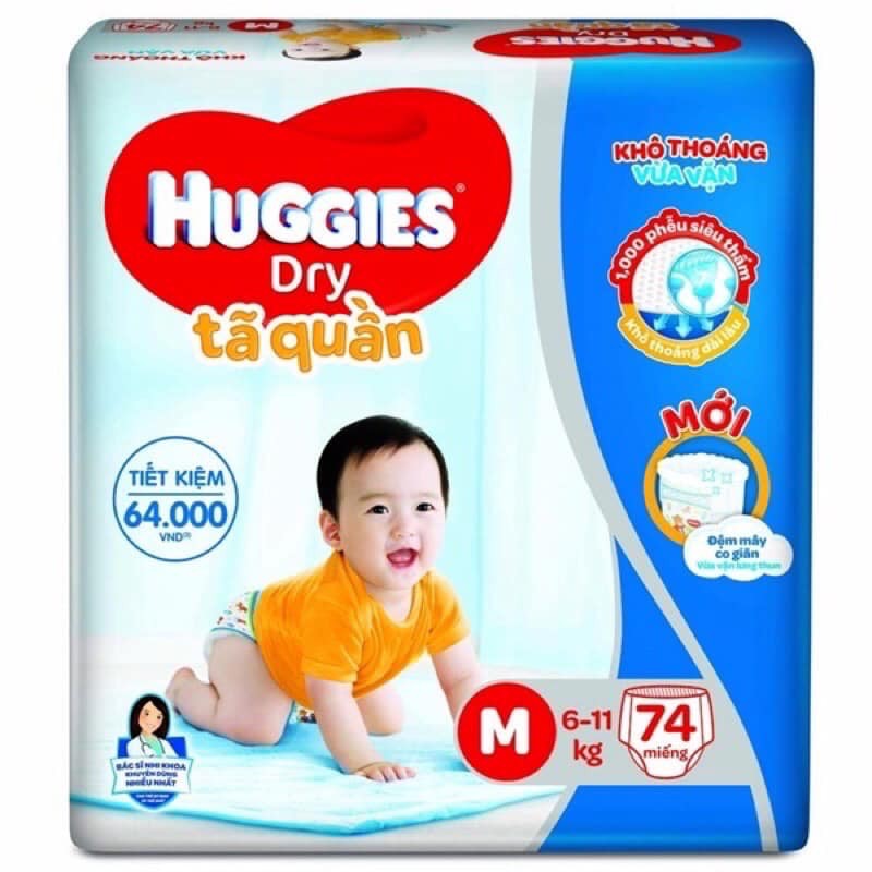 Tã quần Huggies Dry size M 74 miếng (cho bé 6 - 11kg)