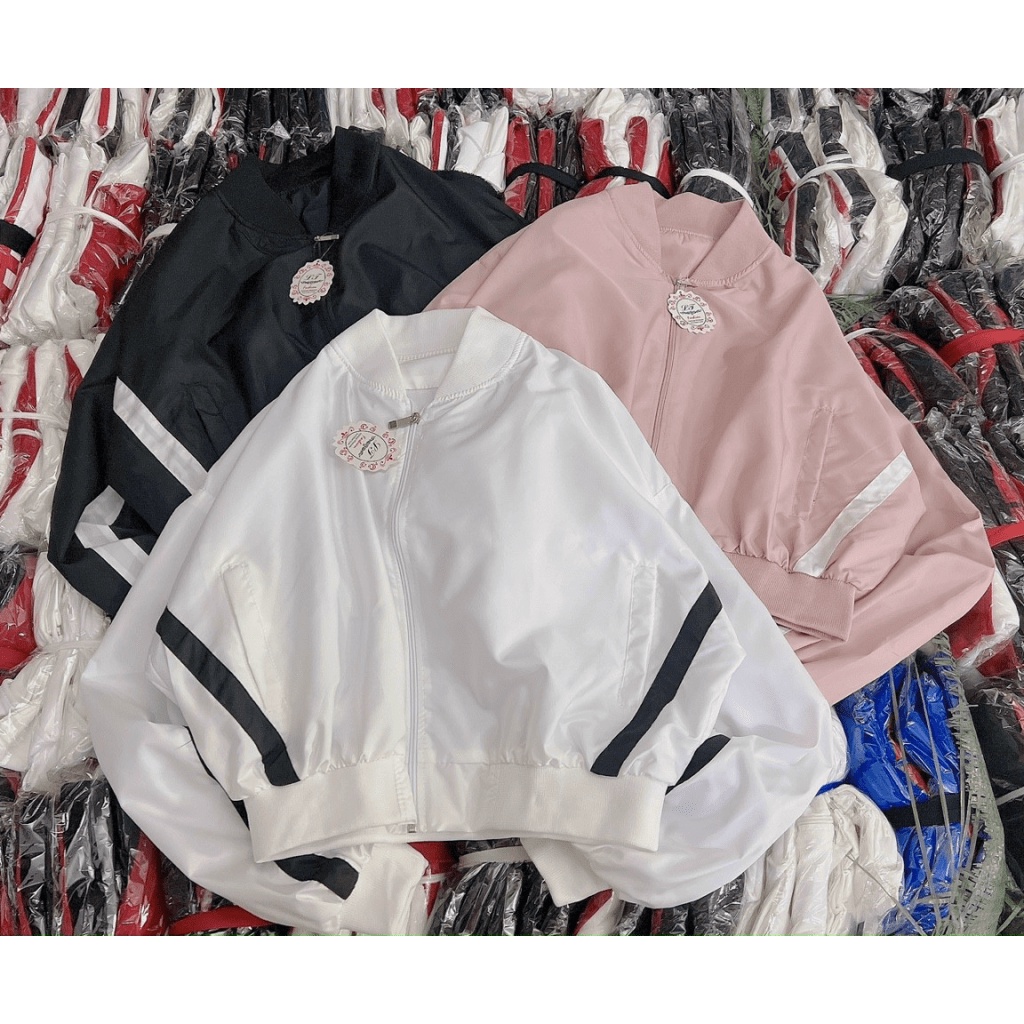 Áo Khoác Bomber Nữ Form Lửng Phối Sọc Cực Xinh Mẫu Mới Cực HOT - CLITUS FASHION