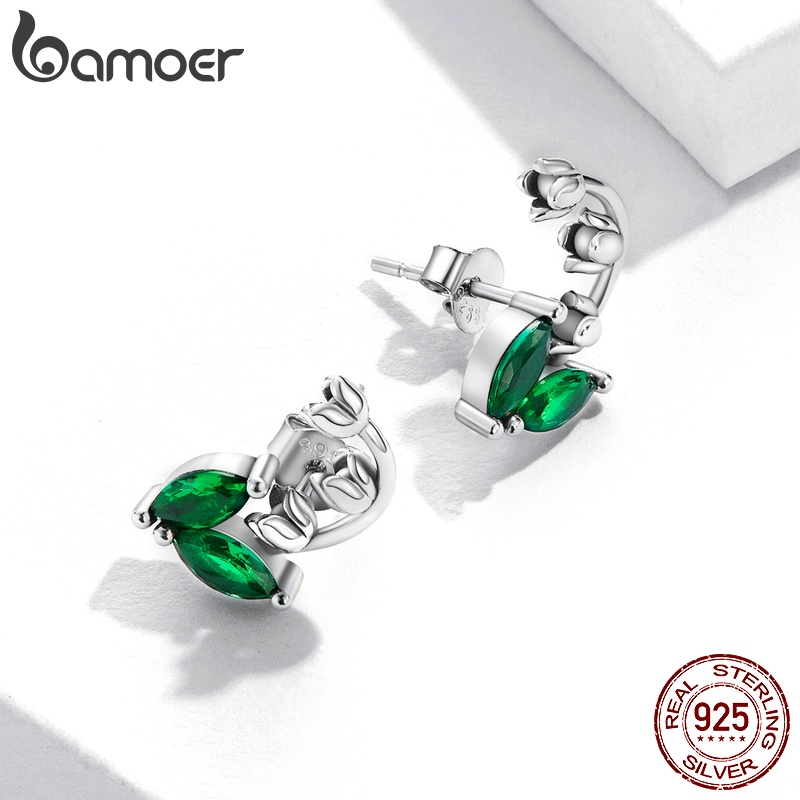 Đôi bông tai BAMOER SCE1363 bằng bạc 925 hình hoa ly thời trang cho nữ