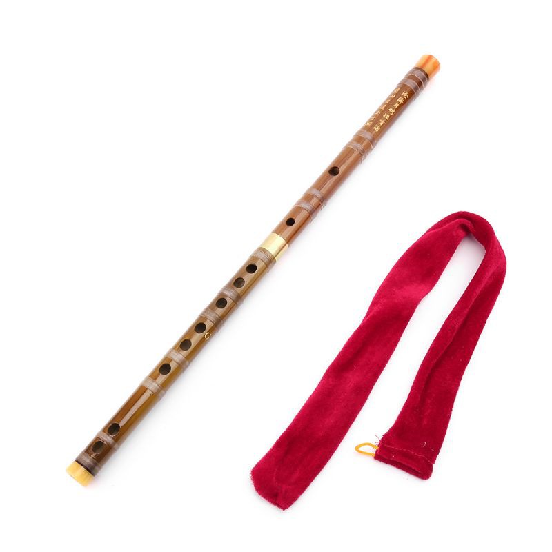 Nhạc cụ sáo bằng gỗ tre với các phím C D E F G mang phong cách Trung Hoa