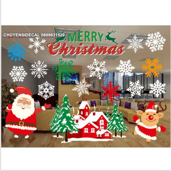 Decal trang trí tường Noel - Biệt thự Đỏ đón lễ cùng nhau