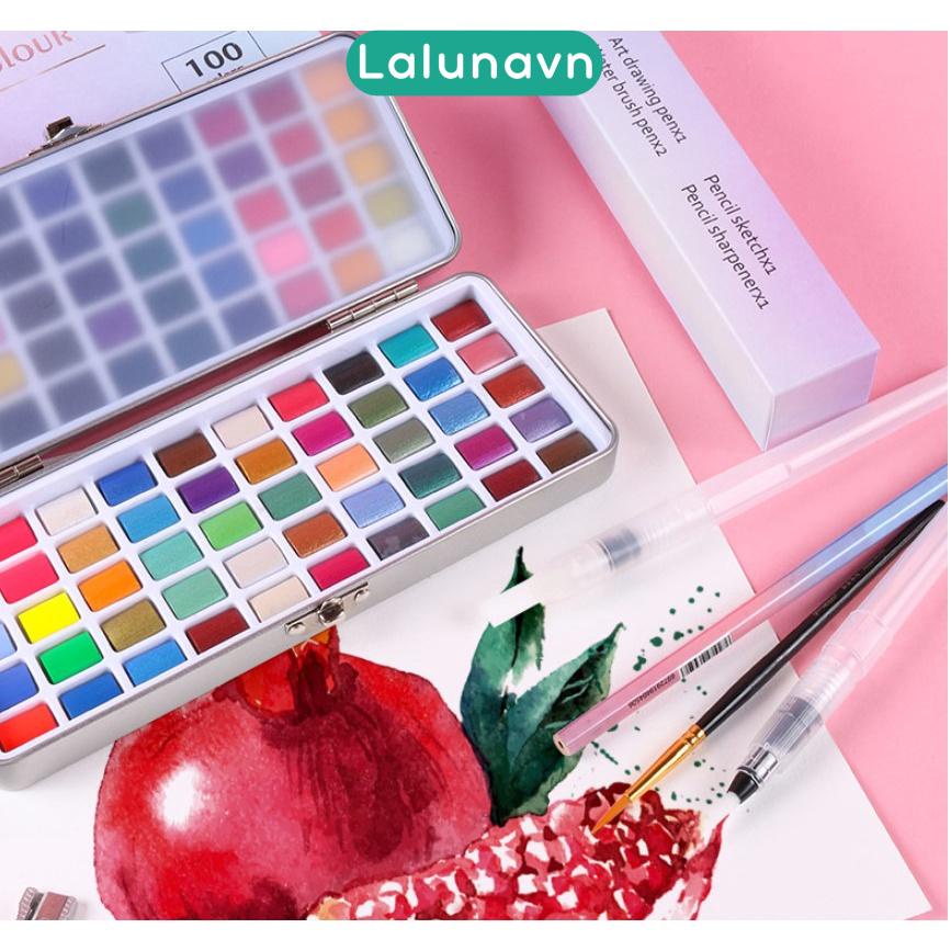 Màu nước có nhũ  Giorgione hộp Thiếc Full Giorgione 50/72/90/100 màu vẽ cute xinh yêu Lalunavn-B92