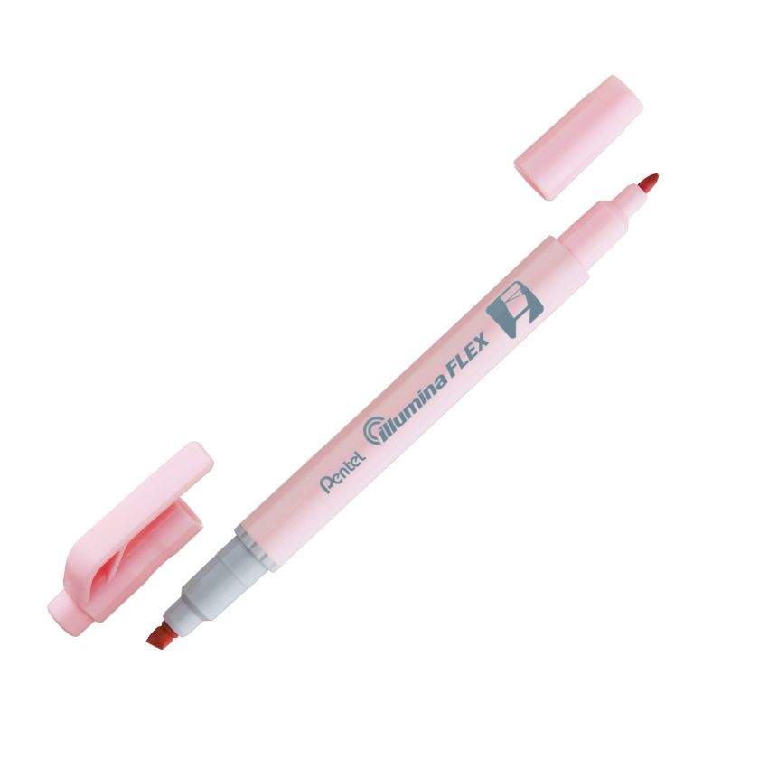 Bút đánh dấu Pentel Illumina Flex Twin Tip Highlighter SLW11P - Bold/Five - Màu hồng (Pastel Pink)