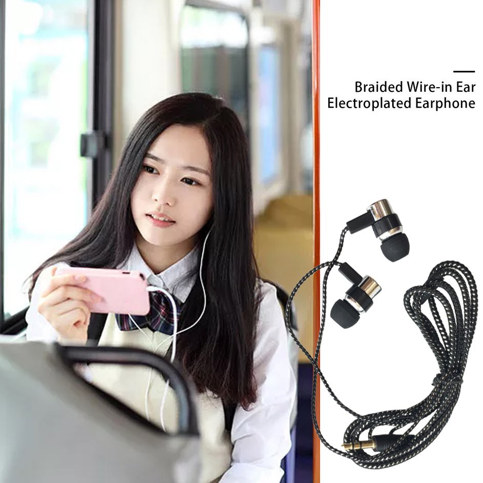 Tai nghe nhét tai có dây bện chất lượng cao Braided Wiring Plating Headset Line K Song Mobile Phone Mp3 Headset Universal