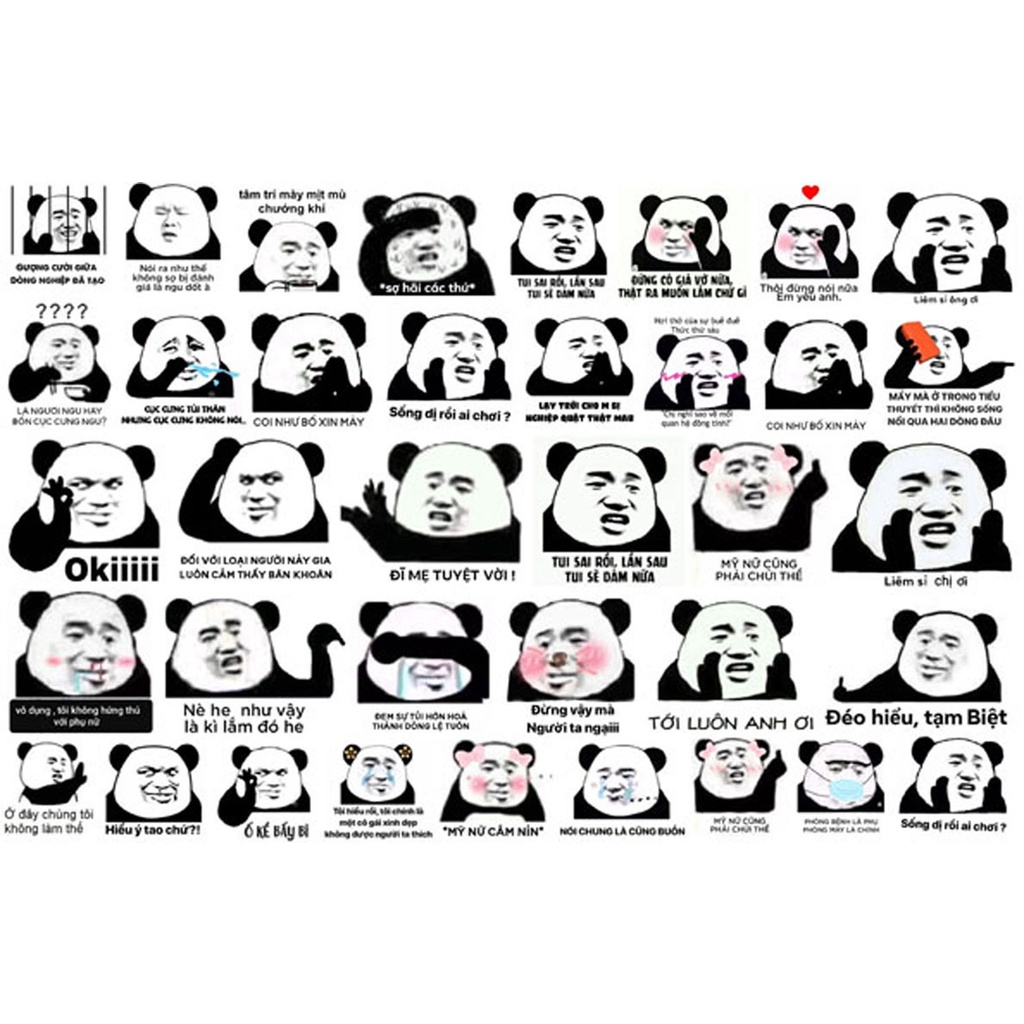 Sticker set 30 đến 100 ảnh Meme Gấu Trúc bựa. cute. hài hước