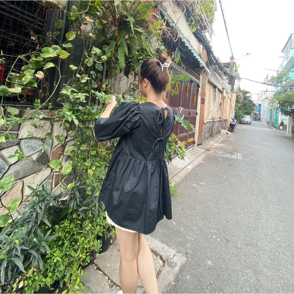 ÁO BABYDOLL TAY PHỒNG NƠ LƯNG SIÊU XINH - BABYDOLL TOP