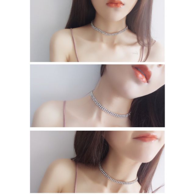 Choker đá 2 hàng - Đá AAA Siêu sáng