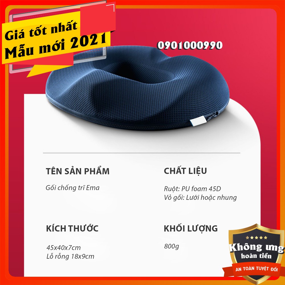 Gối lót y tế chống trĩ Ema giảm đau xương cụt, ê mỏi mông cho dân văn phòng, bà bầu, người phải ngồi lâu