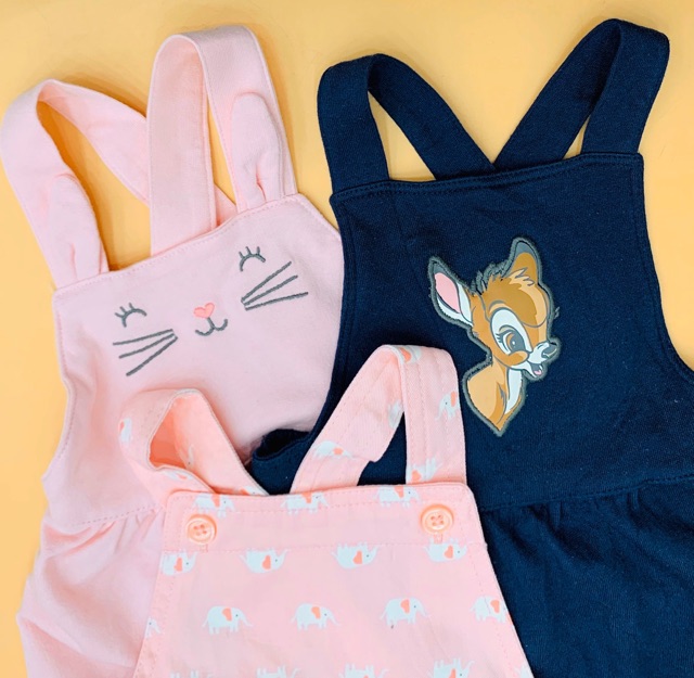 Set body/áo thun và váy yếm bé gái