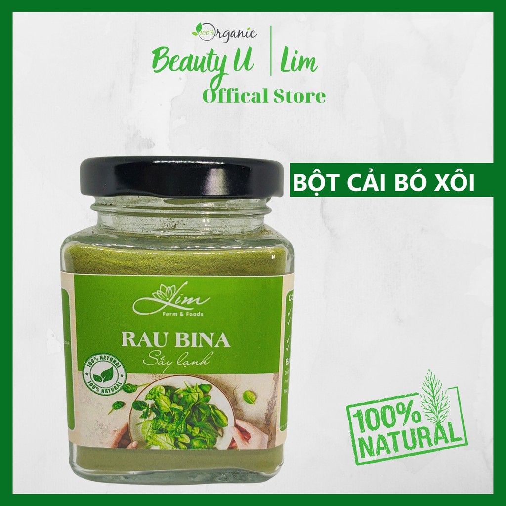 Bột Cải Bó Xôi Rau Bina Sấy Lạnh LimFarm Hũ 150Gram - Bột Ăn Dặm Cho Bé , Bổ Não , Sáng Mắt , Canxi