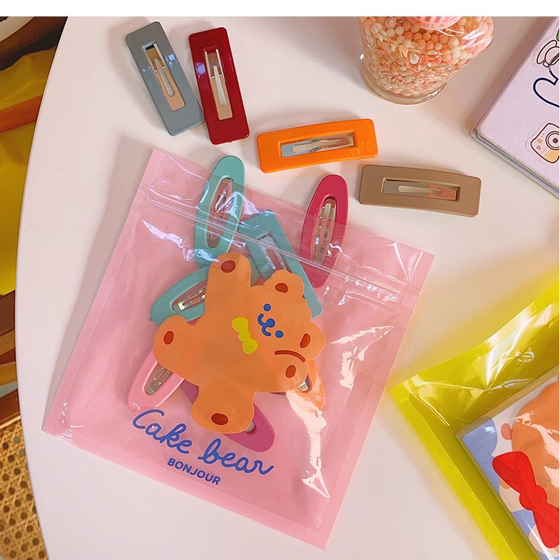 Túi nhựa zip đựng bút, mỹ phẩm đa năng  hình gấu nhiều màu dễ thương cute