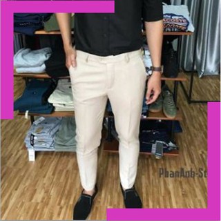 Quần âu đẹp quần âu nam ống đứng quần âu nam phong cách hàn quốc quần âu nam xắn gấu nam màu sữa