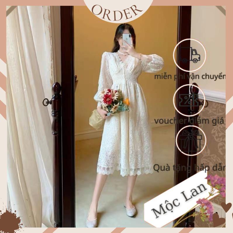 (MộcLan ORDER) Đầm ulzzang công chúa ren xoè 2 lớp cổ V cao cấp dáng dài|váy ren thiết kế tiểu thư sang chảnh | BigBuy360 - bigbuy360.vn