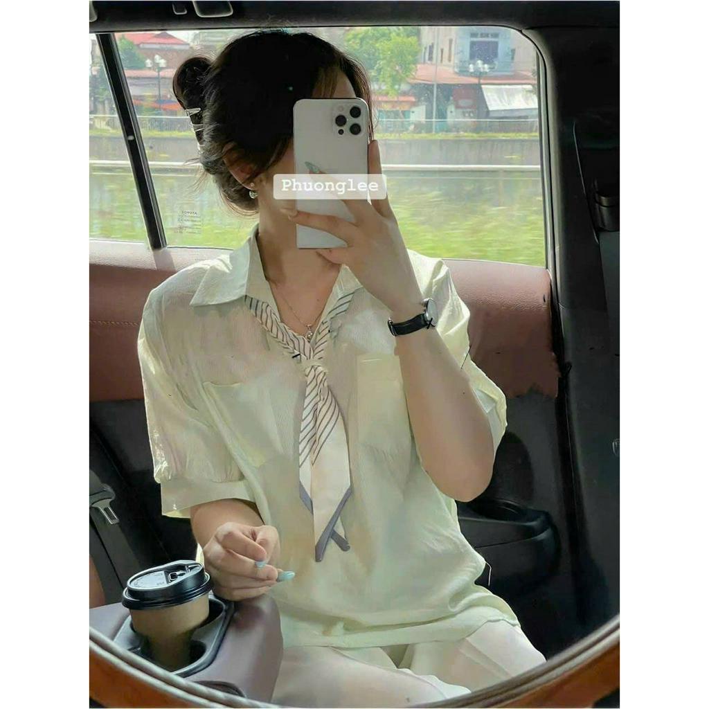 Áo sơ mi trơn kèm cavat MS 17532