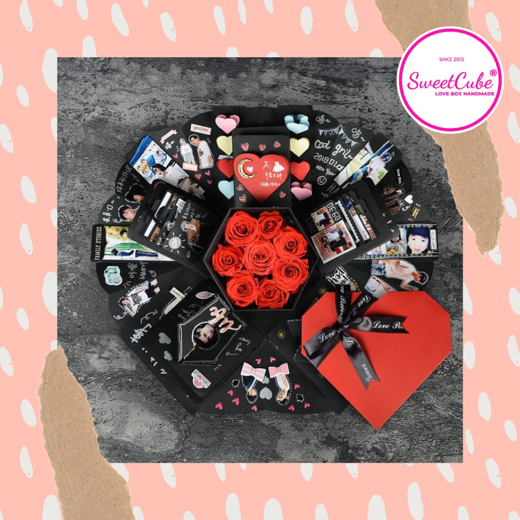 Hộp Quà Trái Tim - LOVE BOX HEART (19.5x19.5x13cm) 100% Handmade