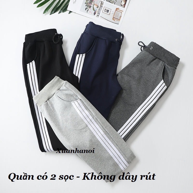 Quần dài nỉ dầy 25-50kg quần Jogger 2 Line cho bé trai bé gái Đại 8-14 tuổi XHN443