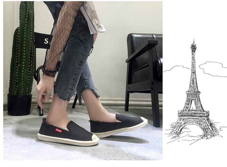 Slip on cói nữ - Giày lười vải nữ - Chất liệu vải thô 2 màu đen và trắng - Mã SP CC16