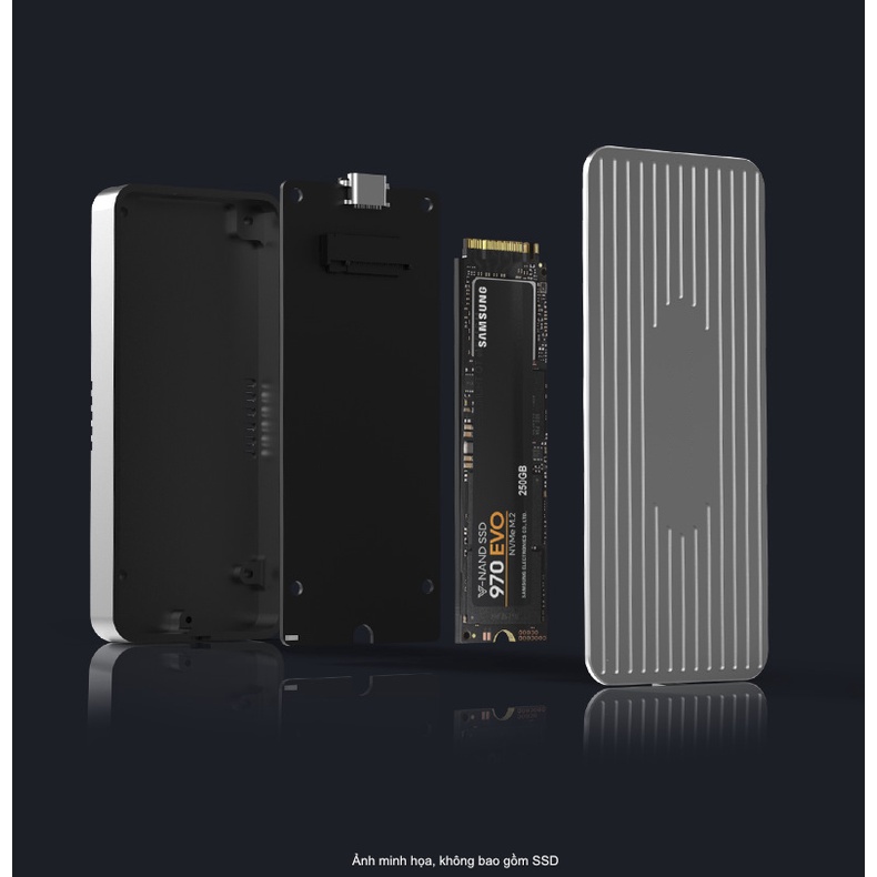 Box ổ cứng Thunderbolt 3 SSD NVMe NGFF 40Gbps cao cấp - M.2 NVME 2280 SSD enclosure Thunderbolt 3 - Hàng OEM Blueendless