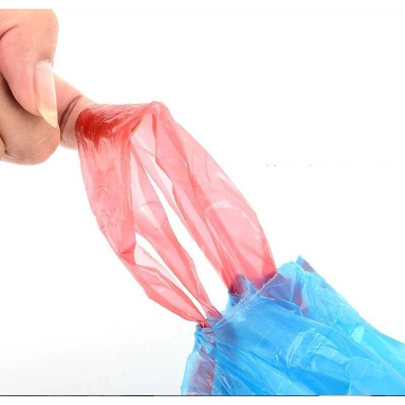 Cuộn 15 túi đựng rác bằng PE rút dây tự động dùng một lần cho nhà bếp/ hộp đựng rác/ túi rác màu ngẫu nhiên