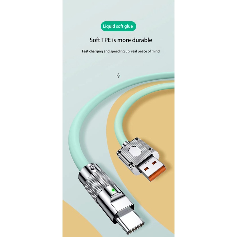 120W Điện Thoại Cáp Sạc Nhanh Mới Kẽm Hợp Kim Điện Thoại Di Động Cáp Dữ Liệu Android Loại-C Sạc Nhanh Silica gel Cáp Sạc