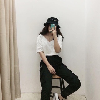 Áo croptop cổ tim cao cấp