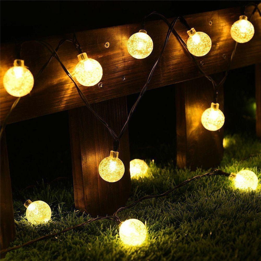 LEISURE Dây Đèn LED 50 Bóng 20 30 Bóng Hình Cầu Pha Lê Trang Trí Sân Vườn