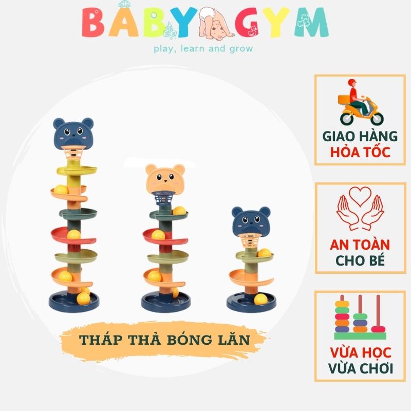 Tháp bóng lăn cầu trượt thả bóng xoay tròn đồ chơi cho bé đơn giản, sinh động, an toàn - BABYGYM