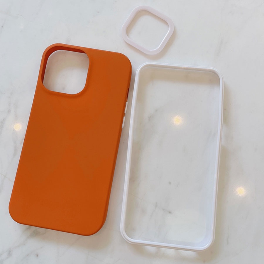 Ốp Điện Thoại Silicone Lỏng Màu Trơn Sang Trọng 3 Trong 1 Cho iPhone 13 Mini 12 11 Pro Max