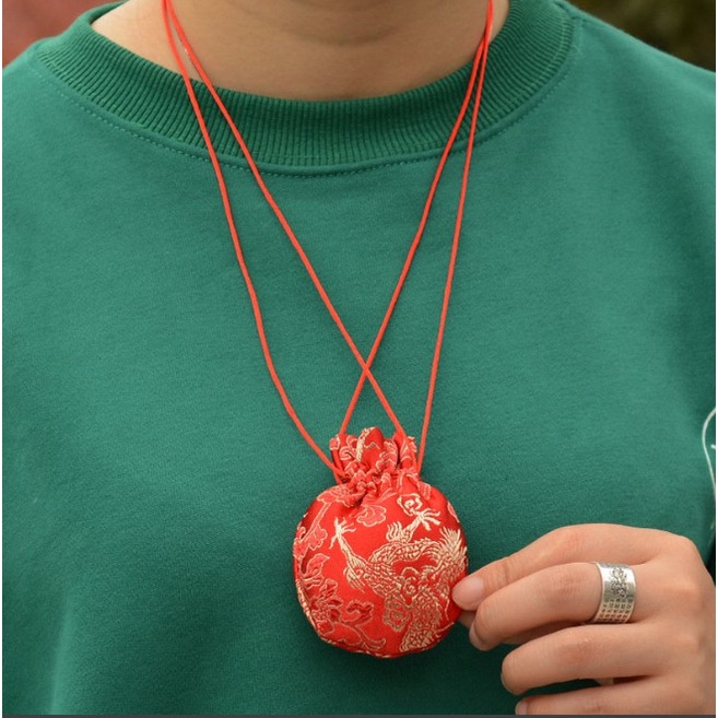 Túi gấm ĐEO CỔ trang trí họa tiết đựng omamori may mắn bình an