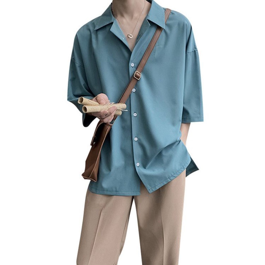 Áo sơ mi nam Mavota áo sơ mi tay lỡ cổ vest form rộng unisex SMV023