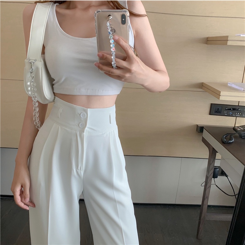 Quần ống rộng nữ cạp cao 2 cúc siêu tôn dáng, quần culottes ống rộng lưng cao vải tuyết mưa