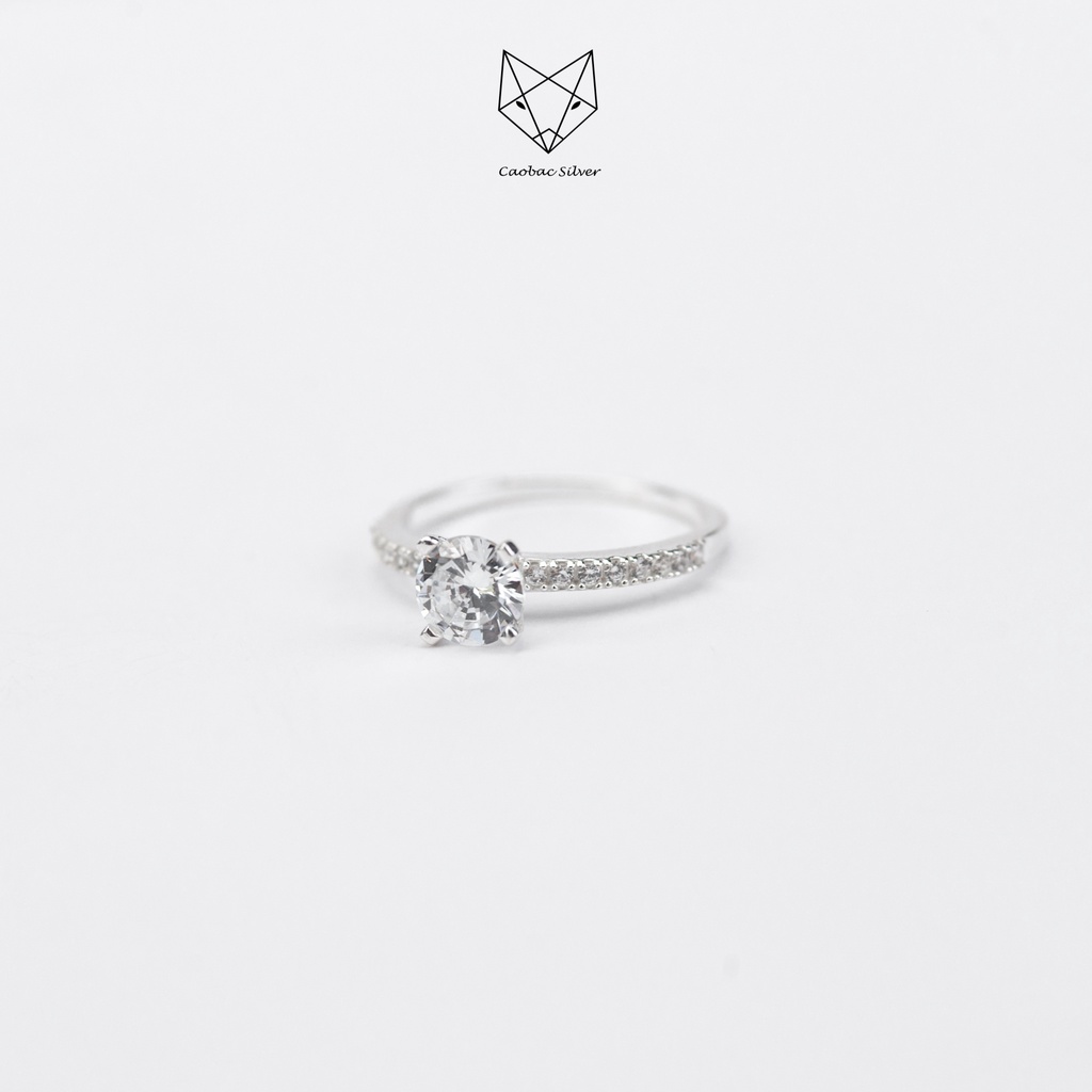 Nhẫn Bạc Ta S925 Đính Đá Cao Cấp CaoBac Silver Ổ Đá Bốn Chấu Cạnh Đá Sang Trọng Dành Tặng Riêng Cho Bạn Gái