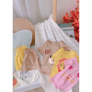Bộ cotton 3 mặt con vật cho bé