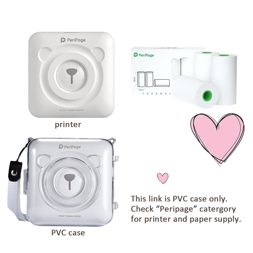 Vỏ Nhựa PVC Trong Suốt Cho Máy In PeriPage A6 Mini Kèm Dây Đeo