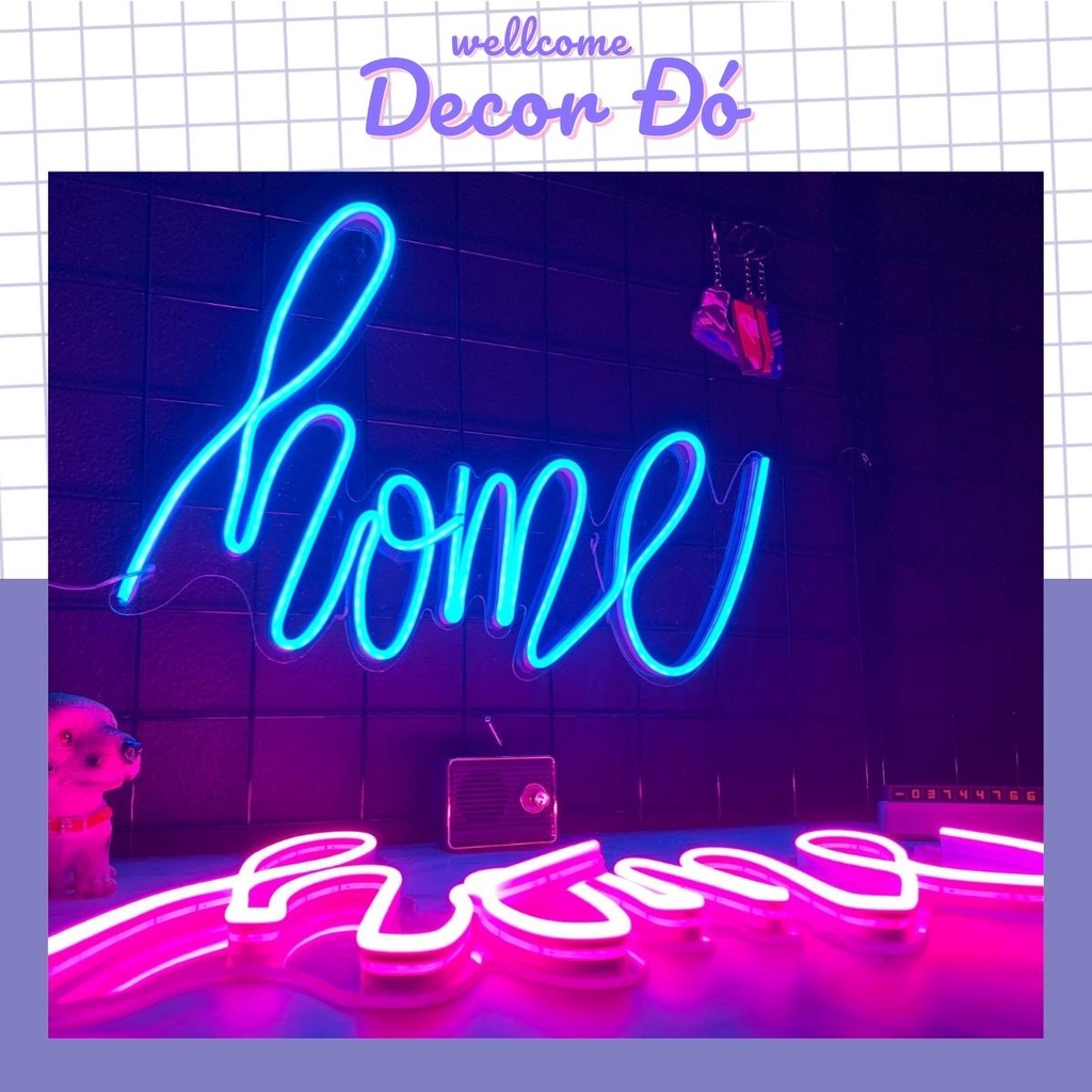 Đèn NeonSign | Chữ Home | Kích Thước 39x22cm | Quà Tặng Trang Trí Cực Chất , Siêu Sáng & Tiết Kiệm Điện Với Led 12v |