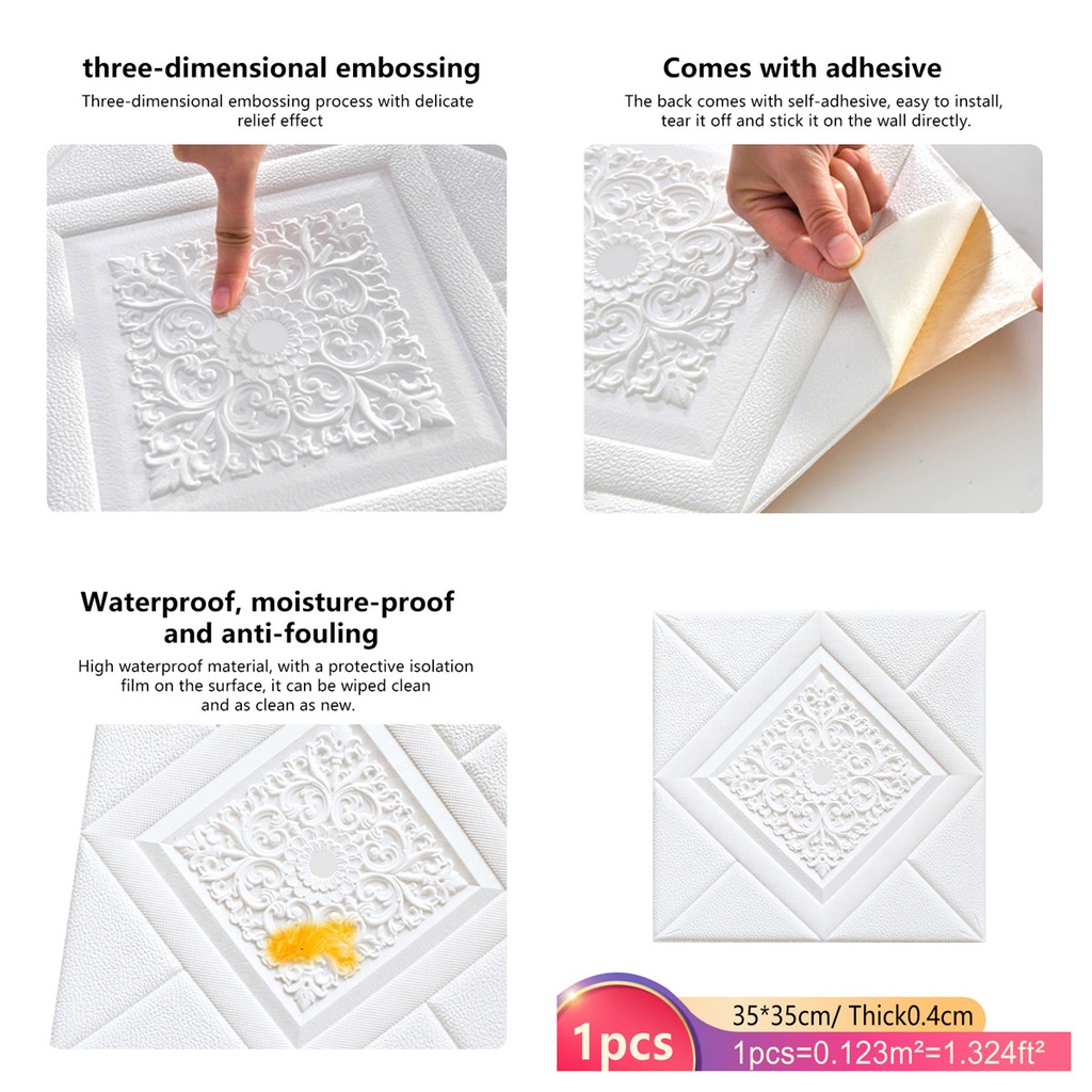 Giấy Dán Tường Trần Nhà Tự Dính Họa Tiết 3D Trang Trí Phòng Khách/Phòng Ngủ