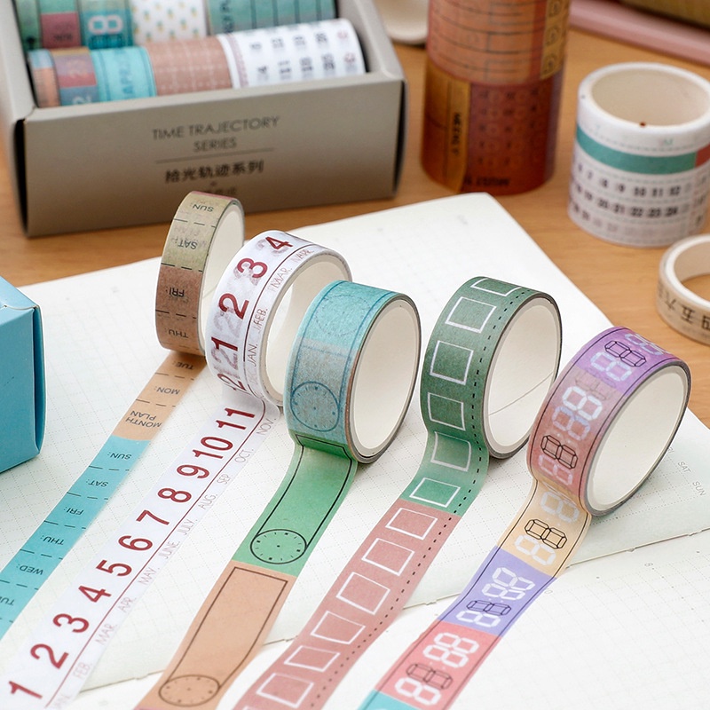 Cuộn washi tape Modina trang trí viền siêu xinh, washi tape caro, thứ ngày tháng, to do list trang trí sổ tay
