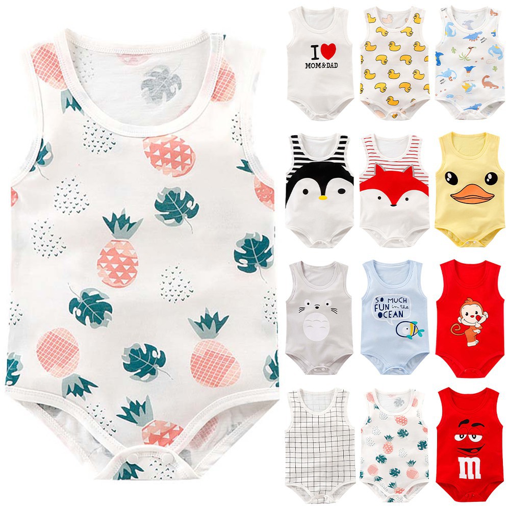 Jumpsuit Chất Cotton Hoạ Tiết Hoạt Hình Đáng Yêu Cho Trẻ Sơ Sinh