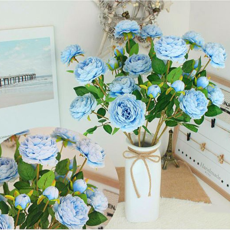 Hoa giả🍁FREESHIP🍁Hoa hồng mẫu đơn cao cấp cành 2 bông to 8cm 1 nụ Trang trí sự kiện,tiệc cưới,nội thất, phụ kiện chụp