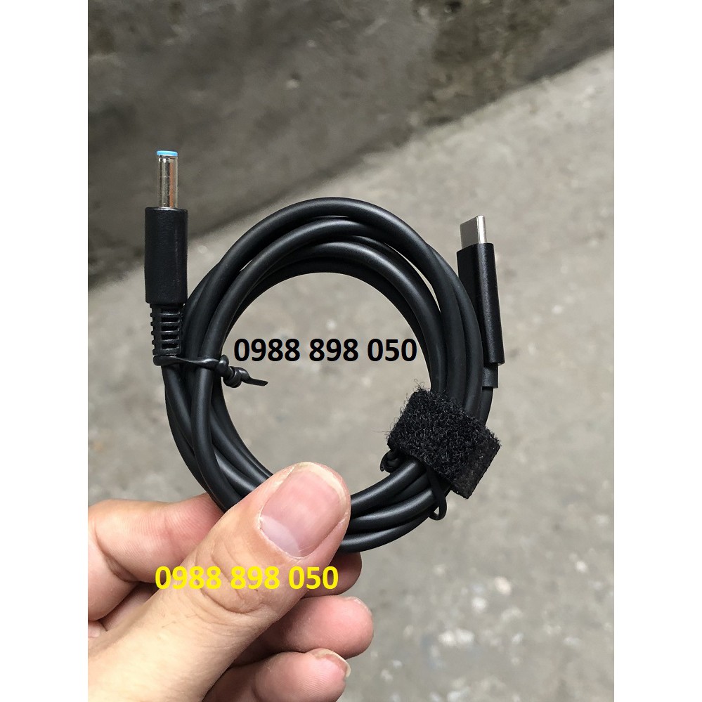Cáp cạc chuyển usb type c sang sạc laptop hp chân xanh nhỏ 4.5mm*3.0mm