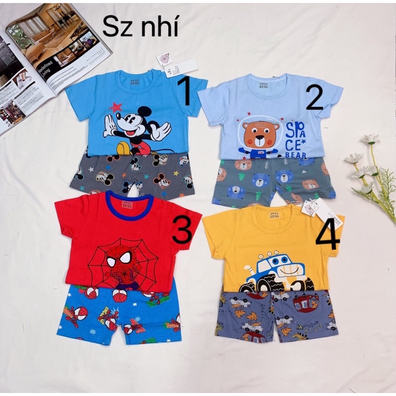 (8-15KG)Bộ cộc tay xuất Hàn cotton lạnh Quảng Châu cho bé sz nhí (55-60-65)- Bảng màu 2022