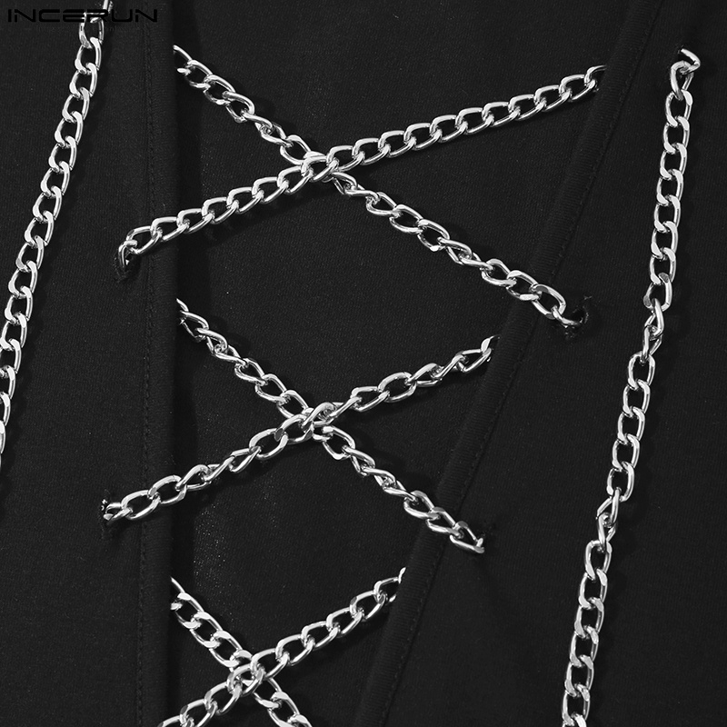 Áo thun 3 lỗ INCERUN màu trơn dáng rộng thời trang hè 3 màu lựa chọn cho nam